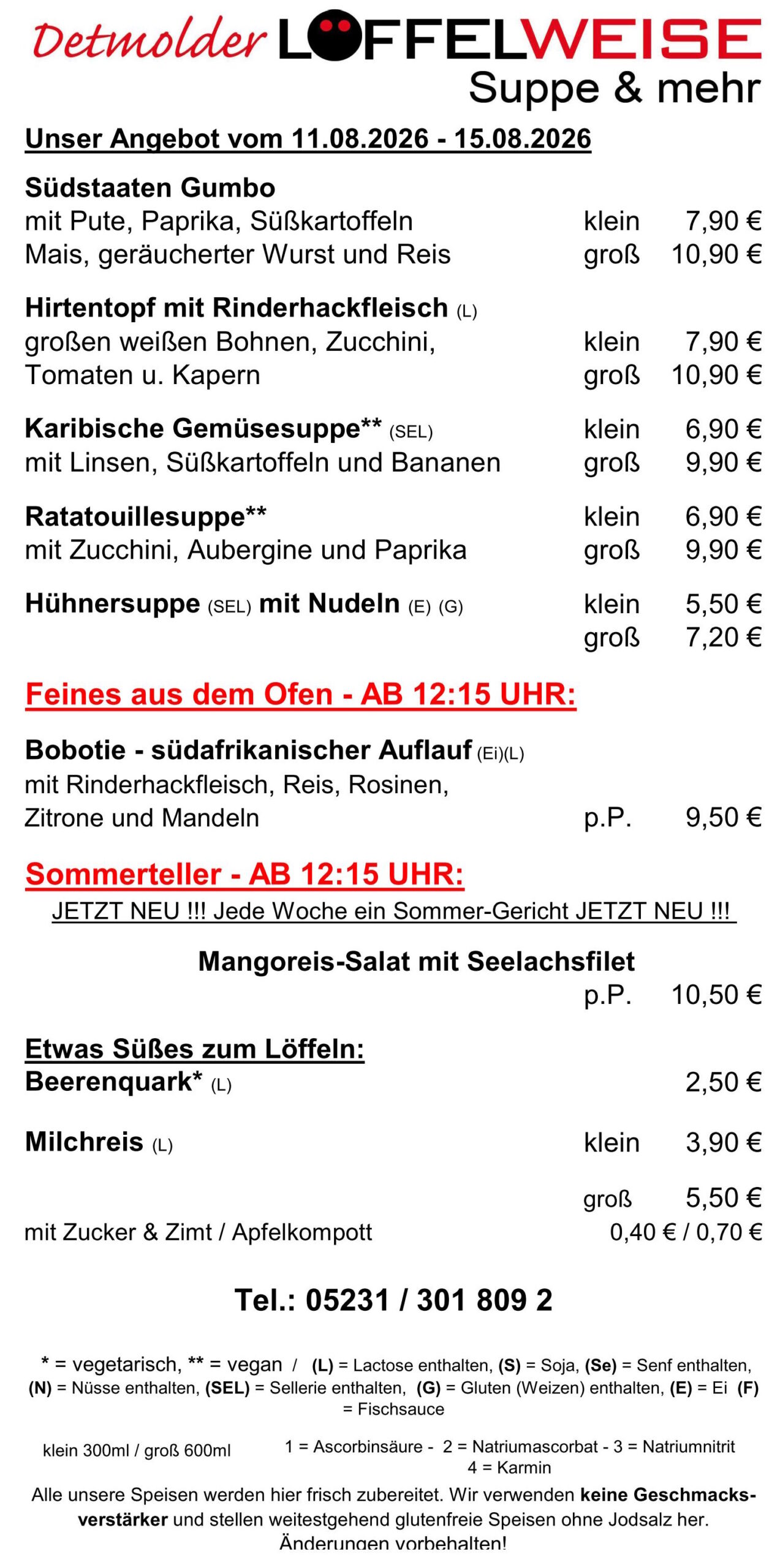Speisekarte